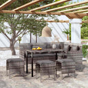 vidaXL 5-piece L-shaped Lounge Set with Cushions Poly Rattan Brown