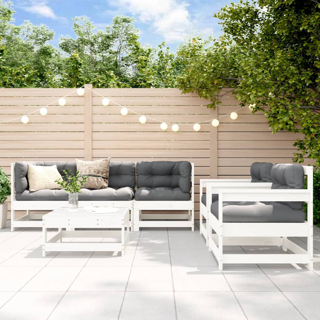 vidaXL 6-delige Loungeset met kussens massief hout