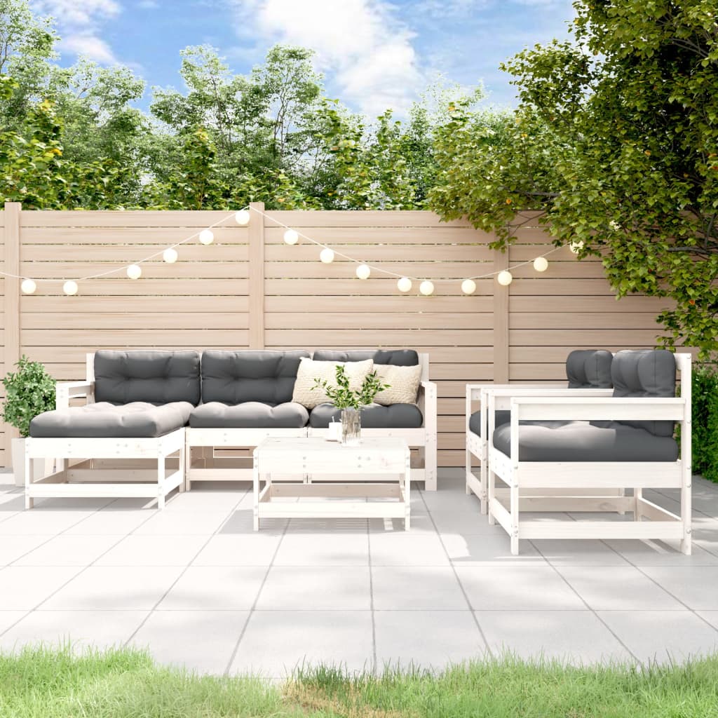 vidaXL 7-delige Loungeset met kussens massief teak