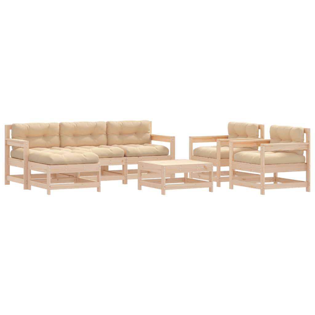 vidaXL 7-Piece Lounge Set with Cushions Solid Teak