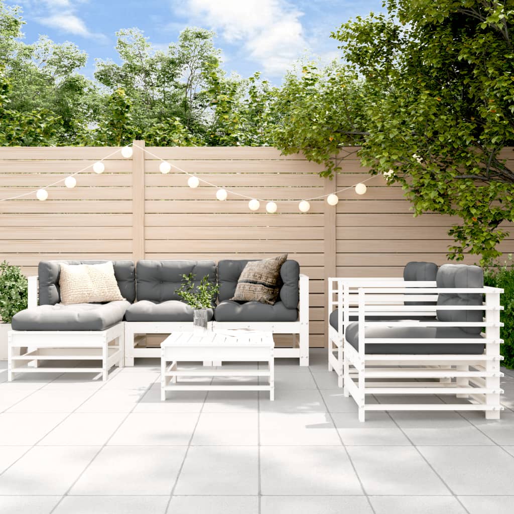 vidaXL 7-delige Loungeset met kussens massief teak