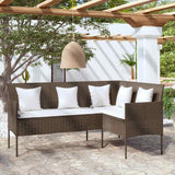 vidaXL L-Shaped Poly Rattan Lounge Sofa with Cushions Grey