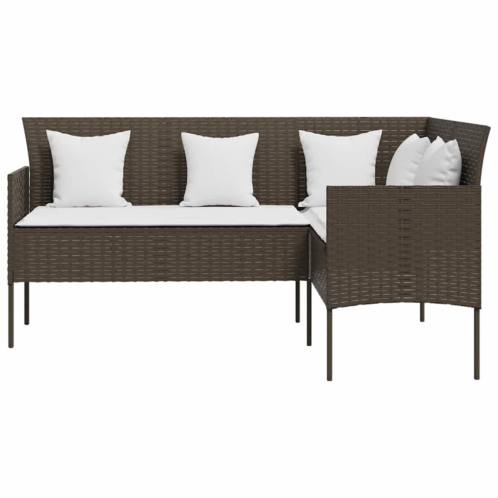 vidaXL L-Shaped Poly Rattan Lounge Sofa with Cushions Grey