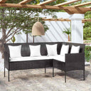 vidaXL L-Shaped Poly Rattan Lounge Sofa with Cushions Grey