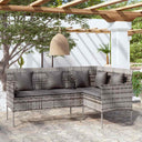 vidaXL L-Shaped Poly Rattan Lounge Sofa with Cushions Grey