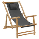 vidaXL Patio Chair bamboo and canvas cream white