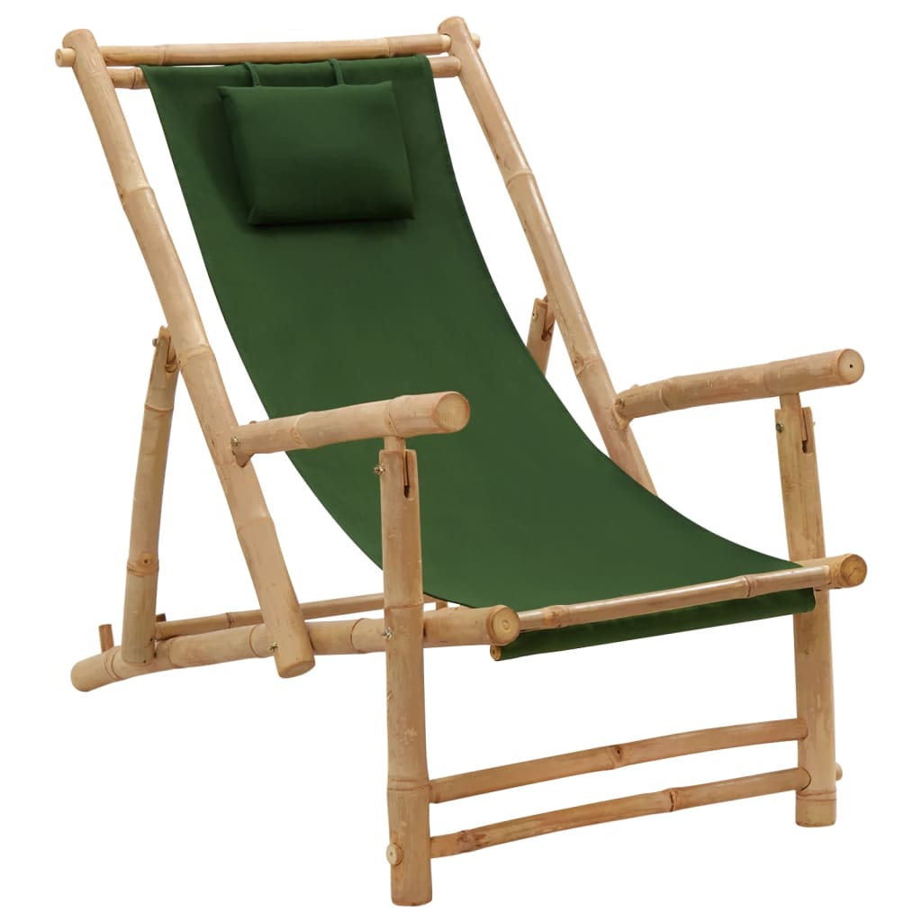 vidaXL Terrasstoel bamboe en canvas crèmewit