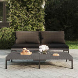 vidaXL Tuinbank met kussens halfrond poly rattan