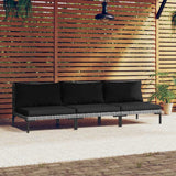 vidaXL Tuinbank met kussens halfrond poly rattan