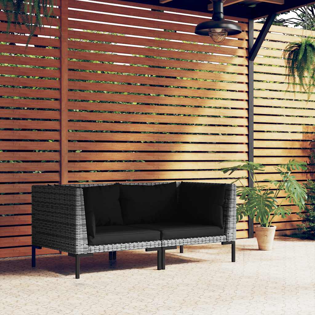 vidaXL Tuinbank met kussens halfrond poly rattan