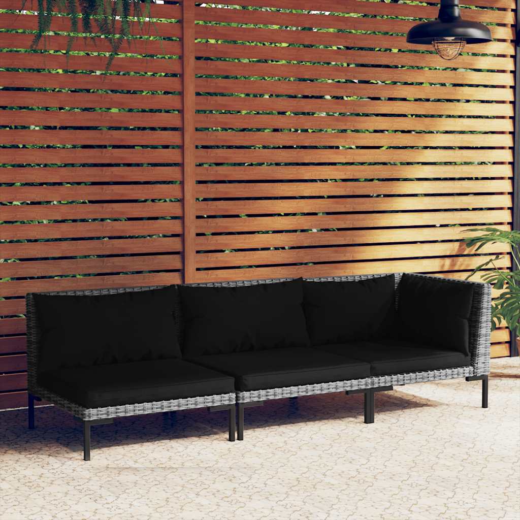 vidaXL Tuinbank met kussens halfrond poly rattan