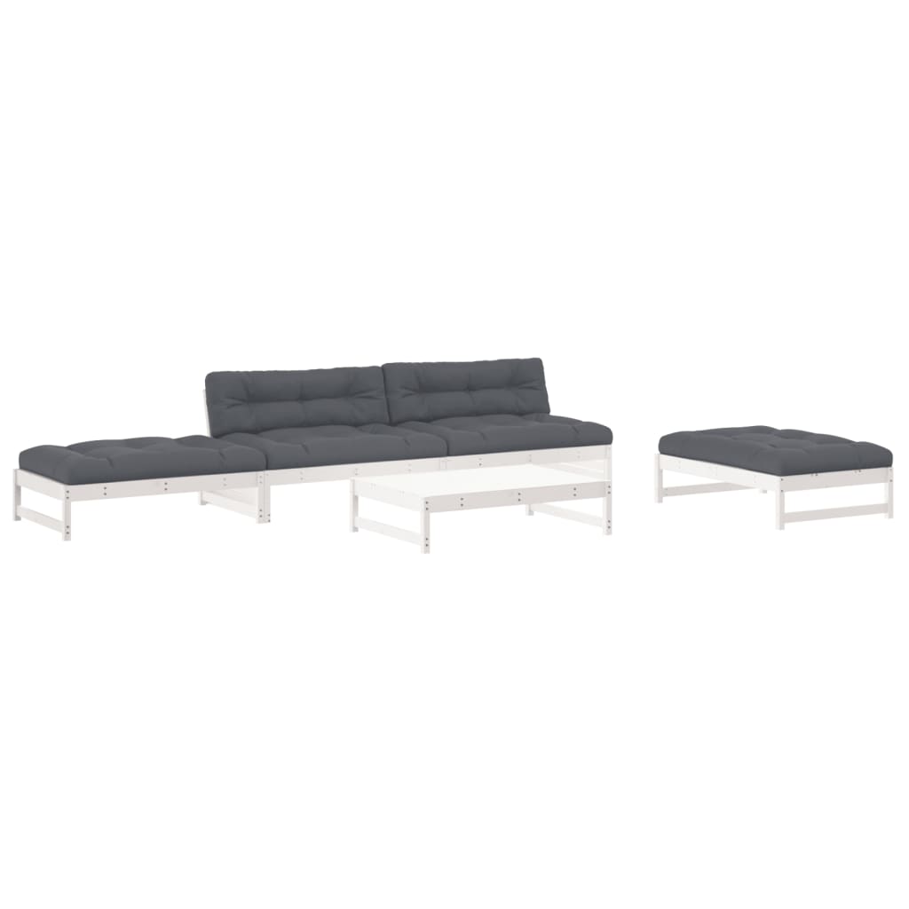 vidaXL 6-delige Loungeset met kussens massief hout