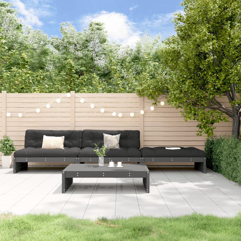 vidaXL 4-Piece Lounge Set with Cushions Solid Wood