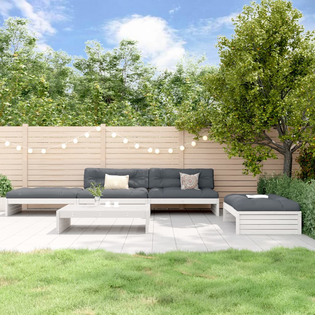 vidaXL 5-delige Loungeset met kussens massief hout