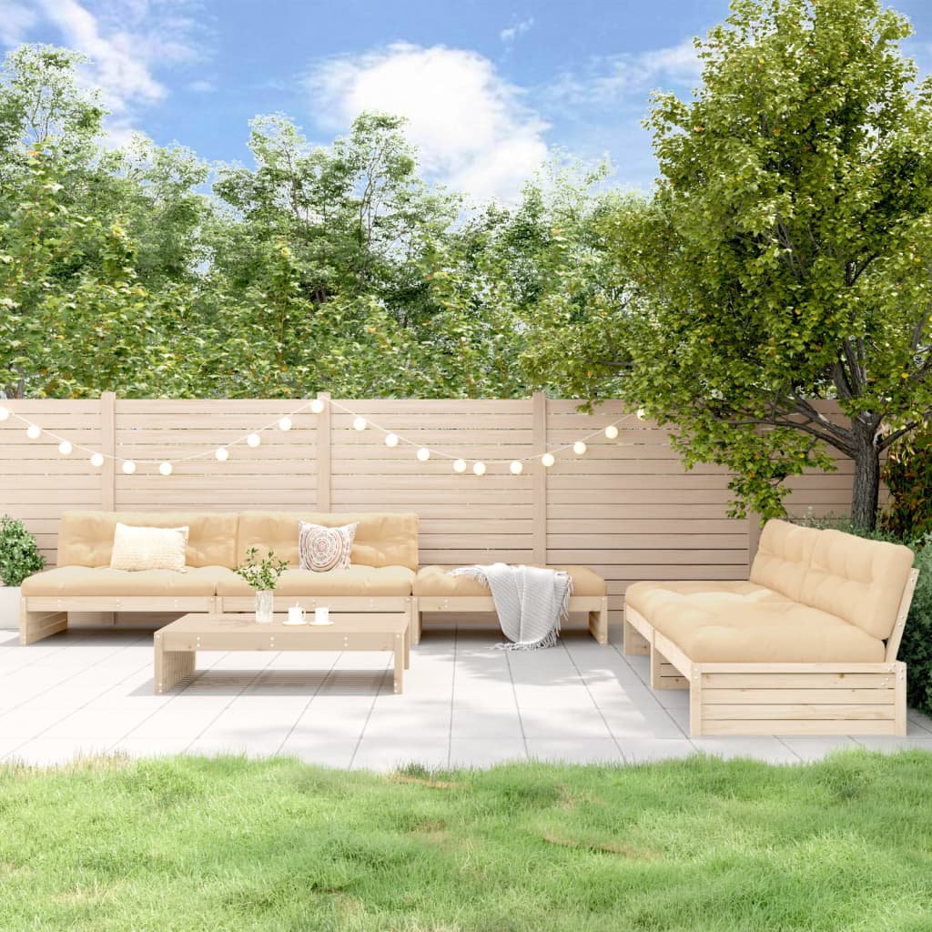 vidaXL 6-delige Loungeset met kussens massief hout
