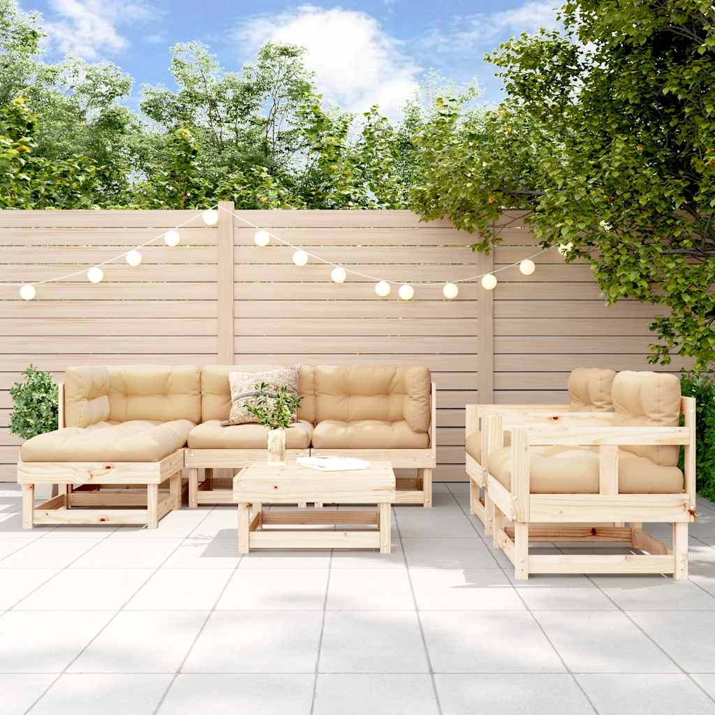 vidaXL 7-Piece Lounge Set Solid Pine Wood