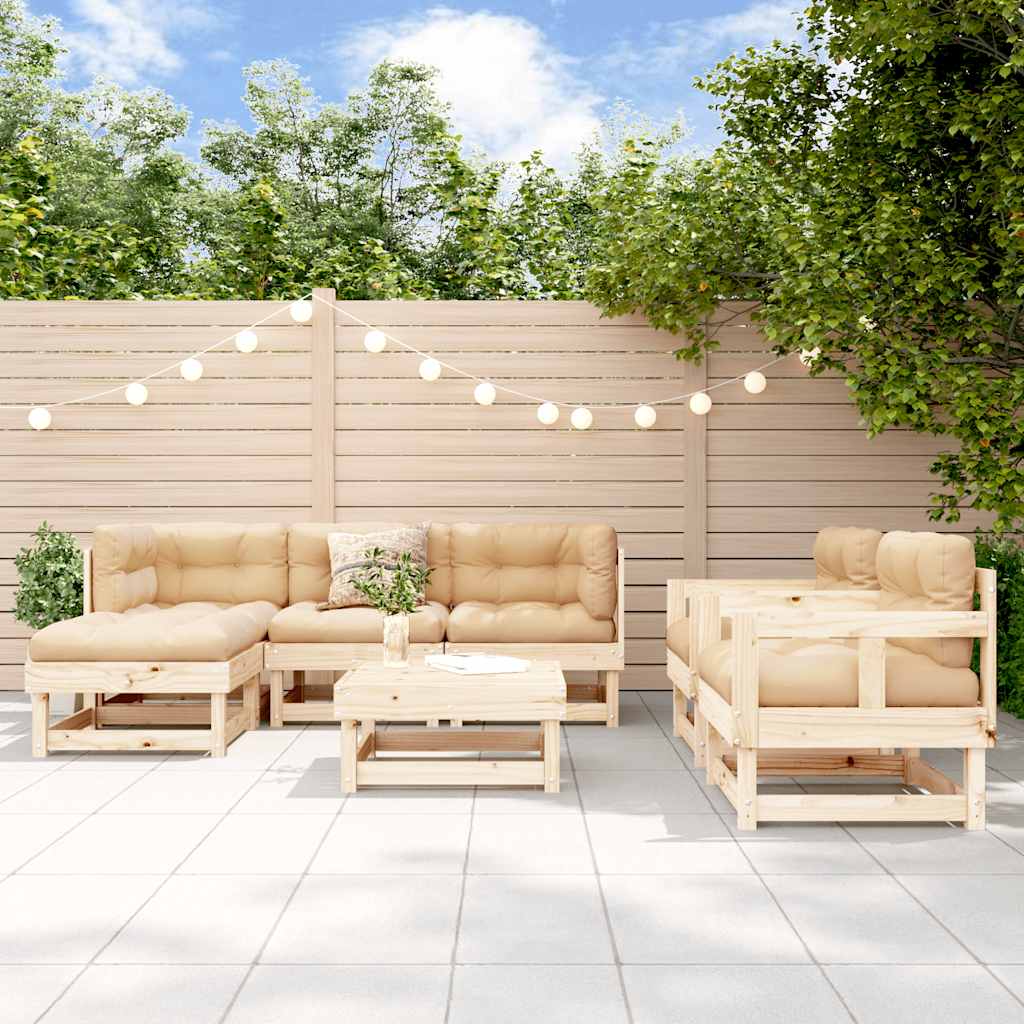 vidaXL 7-Piece Lounge Set Solid Pine Wood