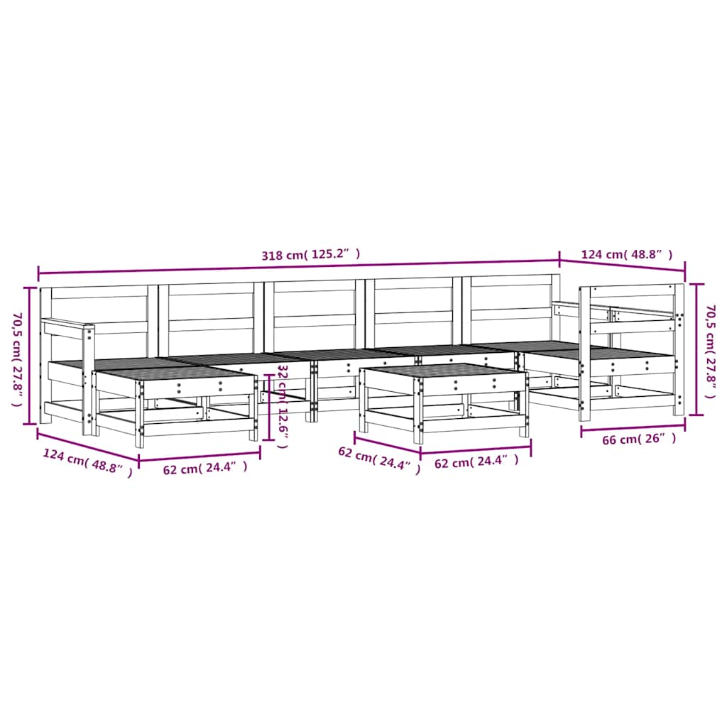 vidaXL 8-delige Loungeset massief grenenhout