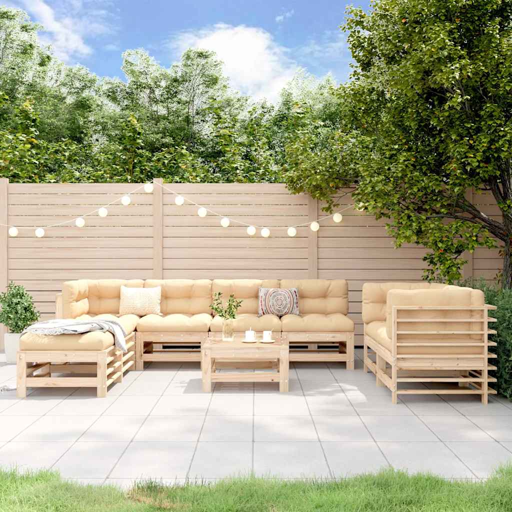 vidaXL 9-piece Lounge Set Solid Pinewood