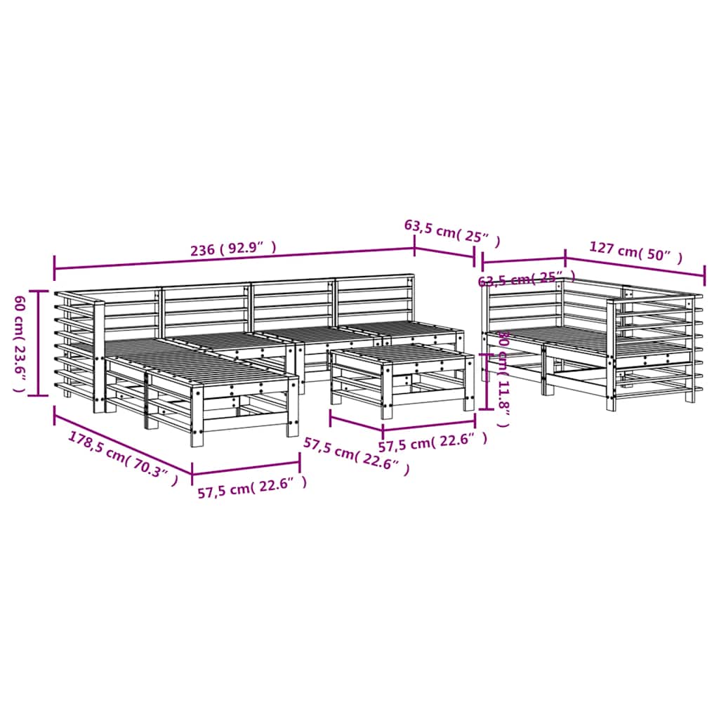 vidaXL 9-piece Lounge Set Solid Pinewood