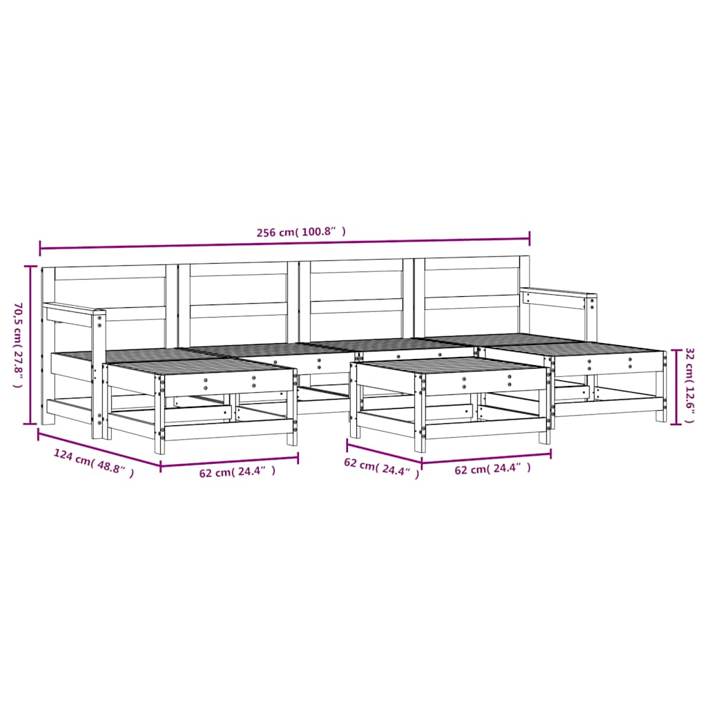 vidaXL 7-Piece Lounge Set Solid Pine Wood