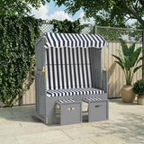 vidaXL Rattan Sun Lounger with Canopy and Solid Wood Grey