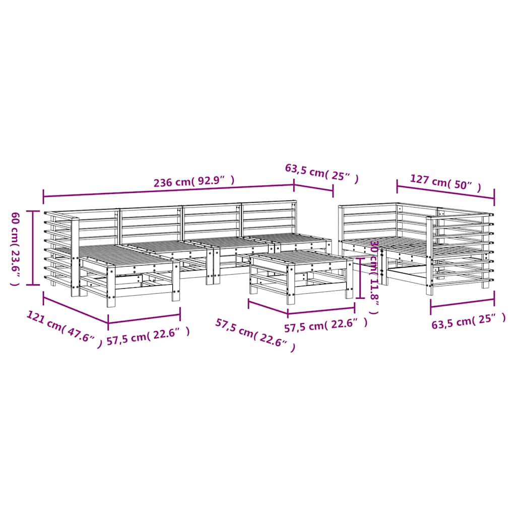 vidaXL 8-delige Loungeset massief grenenhout