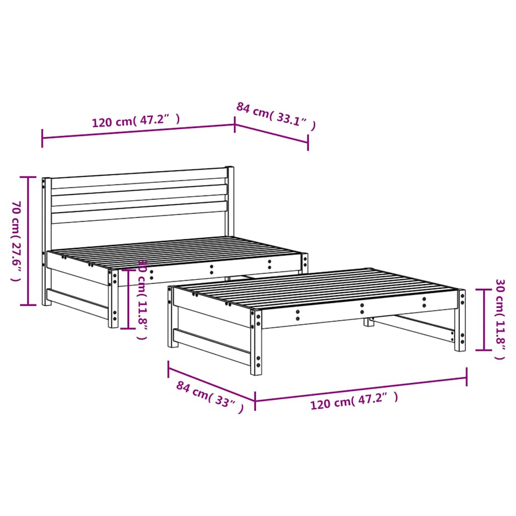 vidaXL 2-delige Loungeset massief grenenhout