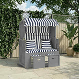 vidaXL Sun Lounger with Cushions Poly Rattan and Solid Wood Grey White
