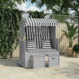 vidaXL Sun Lounger with Cushions Poly Rattan and Solid Wood Grey White
