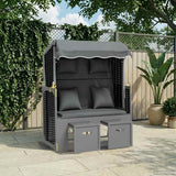 vidaXL Sun Lounger with Cushions Poly Rattan and Solid Wood Grey White