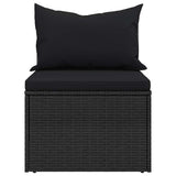 vidaXL 4-delige Loungeset met kussens poly rattan zwart