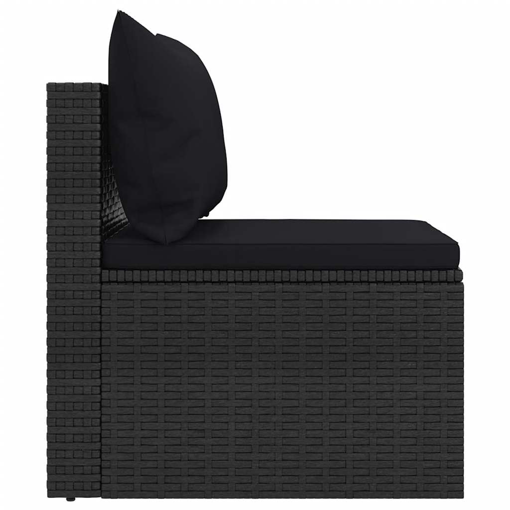 vidaXL 4-delige Loungeset met kussens poly rattan zwart