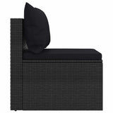 vidaXL 4-delige Loungeset met kussens poly rattan zwart