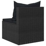 vidaXL 4-delige Loungeset met kussens poly rattan zwart