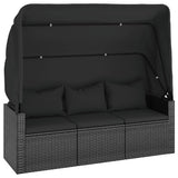 vidaXL 4-delige Loungeset met kussens poly rattan zwart