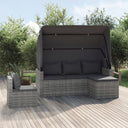 vidaXL 4-delige Loungeset met kussens poly rattan zwart
