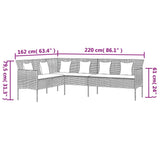 vidaXL 6-delige Tuinset met kussens poly rattan zwart