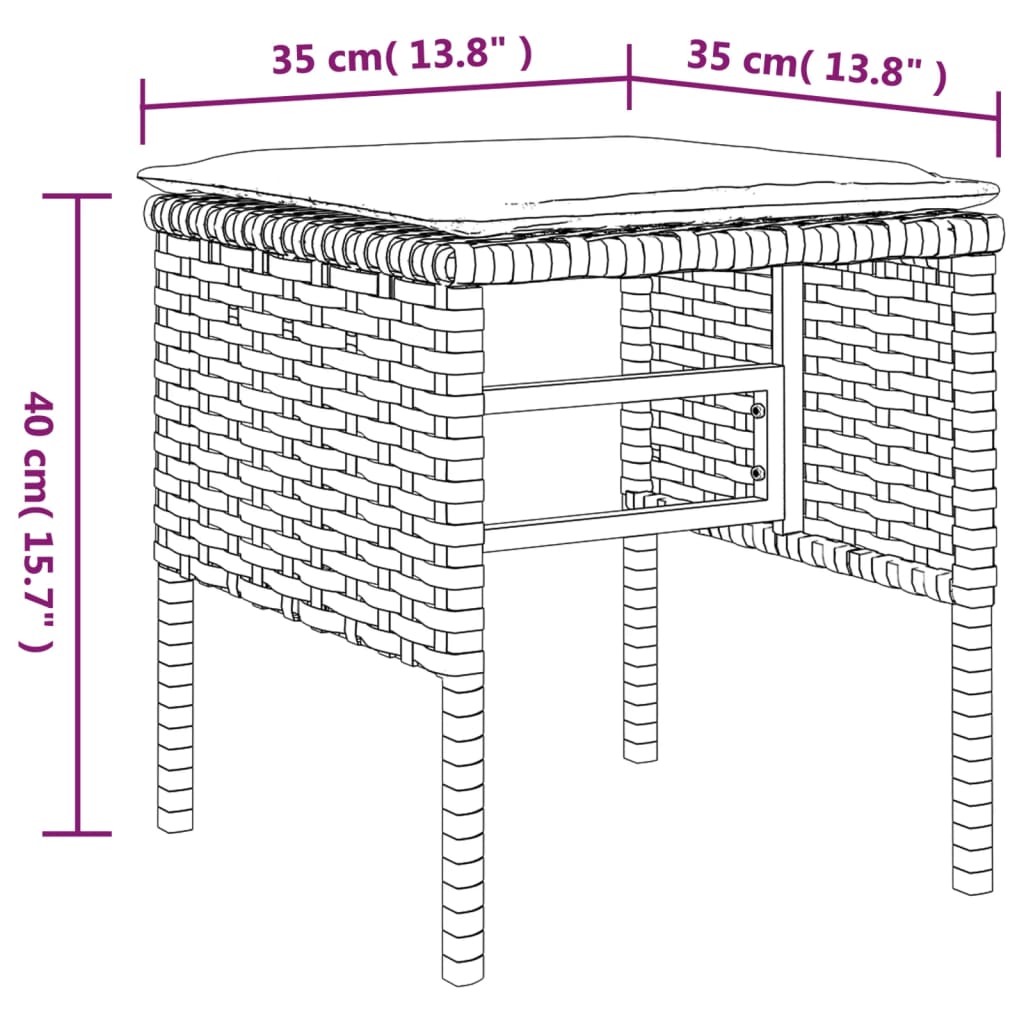 vidaXL 6-delige Tuinset met kussens poly rattan zwart