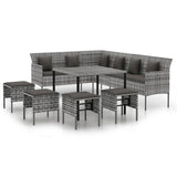 vidaXL 6-delige Tuinset met kussens poly rattan zwart