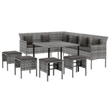 vidaXL 6-delige Tuinset met kussens poly rattan zwart