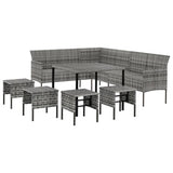 vidaXL 6-delige Tuinset met kussens poly rattan zwart
