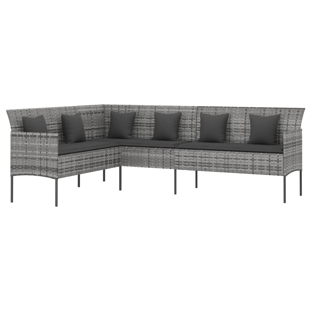 vidaXL 6-delige Tuinset met kussens poly rattan zwart