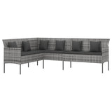 vidaXL 6-delige Tuinset met kussens poly rattan zwart