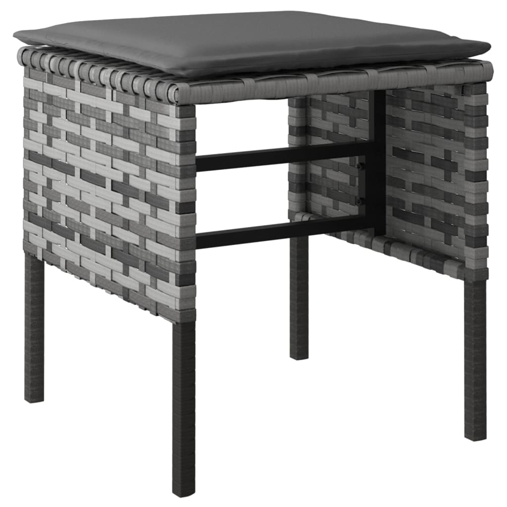 vidaXL 6-delige Tuinset met kussens poly rattan zwart