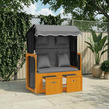 vidaXL Sun Lounger with Cushions Poly Rattan and Solid Wood Grey White