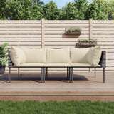 vidaXL 3-delige Loungeset met kussens poly rattan grijs