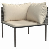 vidaXL 3-delige Loungeset met kussens poly rattan grijs