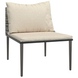 vidaXL 3-delige Loungeset met kussens poly rattan grijs