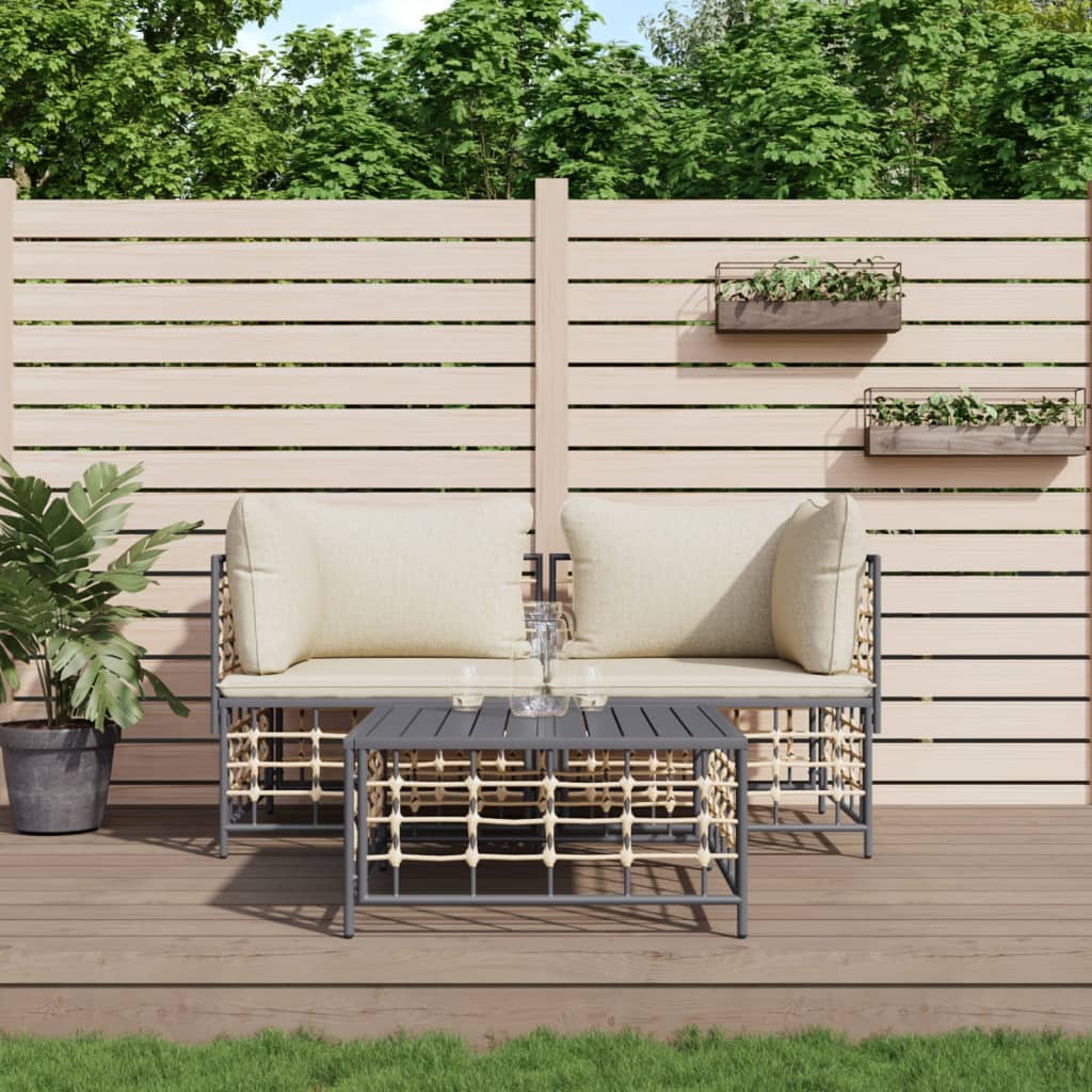 vidaXL Hoekbanken sectioneel met kussens 2 st poly rattan